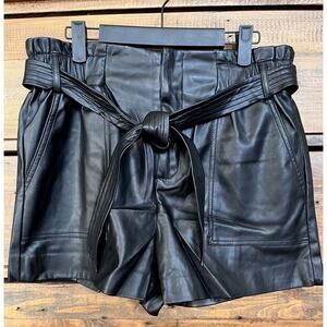 SILENT NEW YORK Faux Leather Shorts with Belt Women's Black Sz 30 NWT